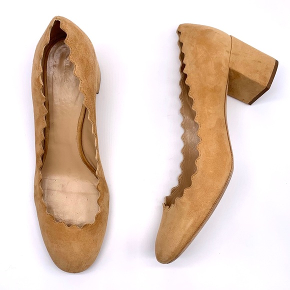 CHLOE Lauren Scalloped Suede Pumps - Picture 2 of 7